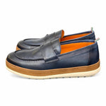 Mocassino uomo blu F.lli Rennella suola gomma 