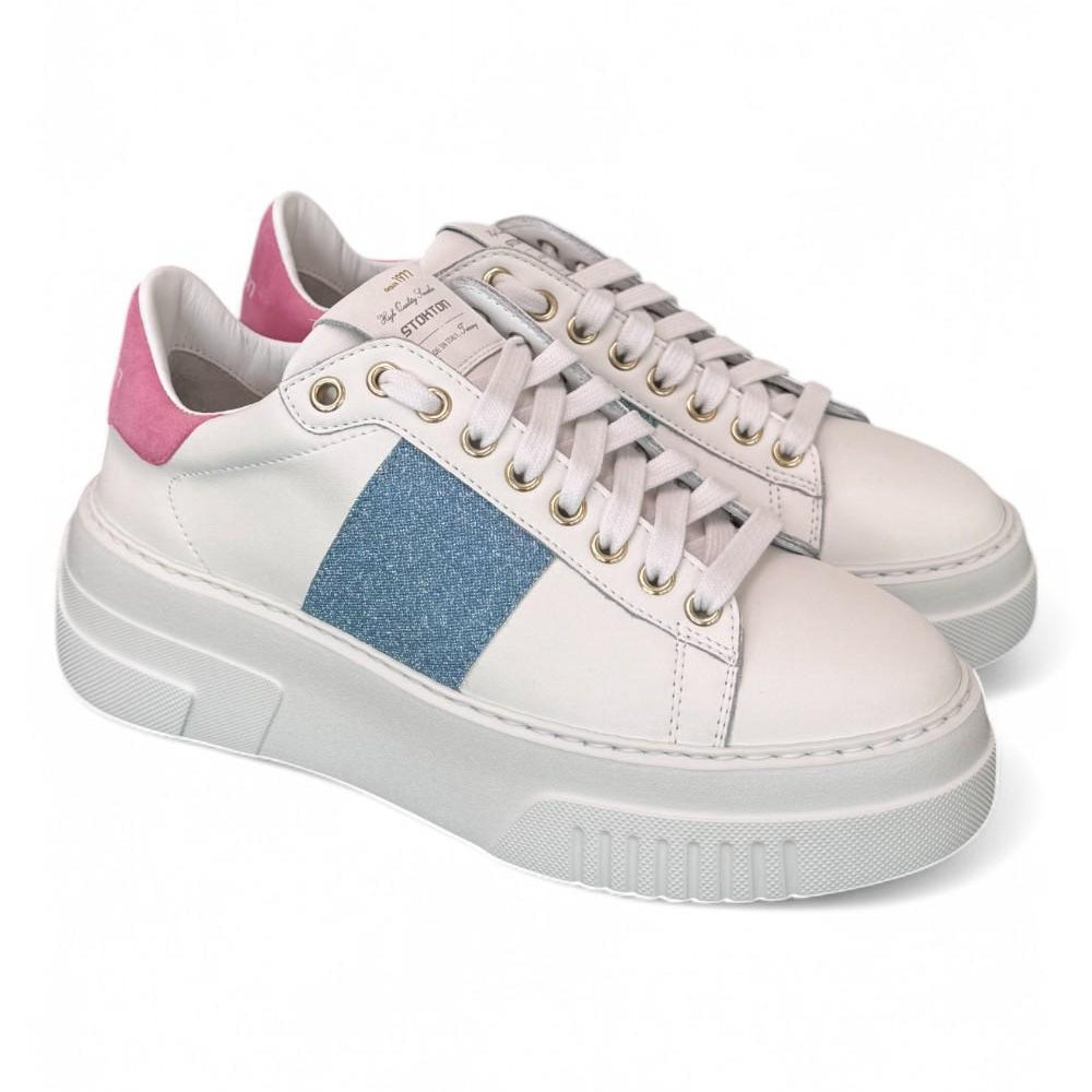 Sneaker Stokton Nicla bianco celeste platform 