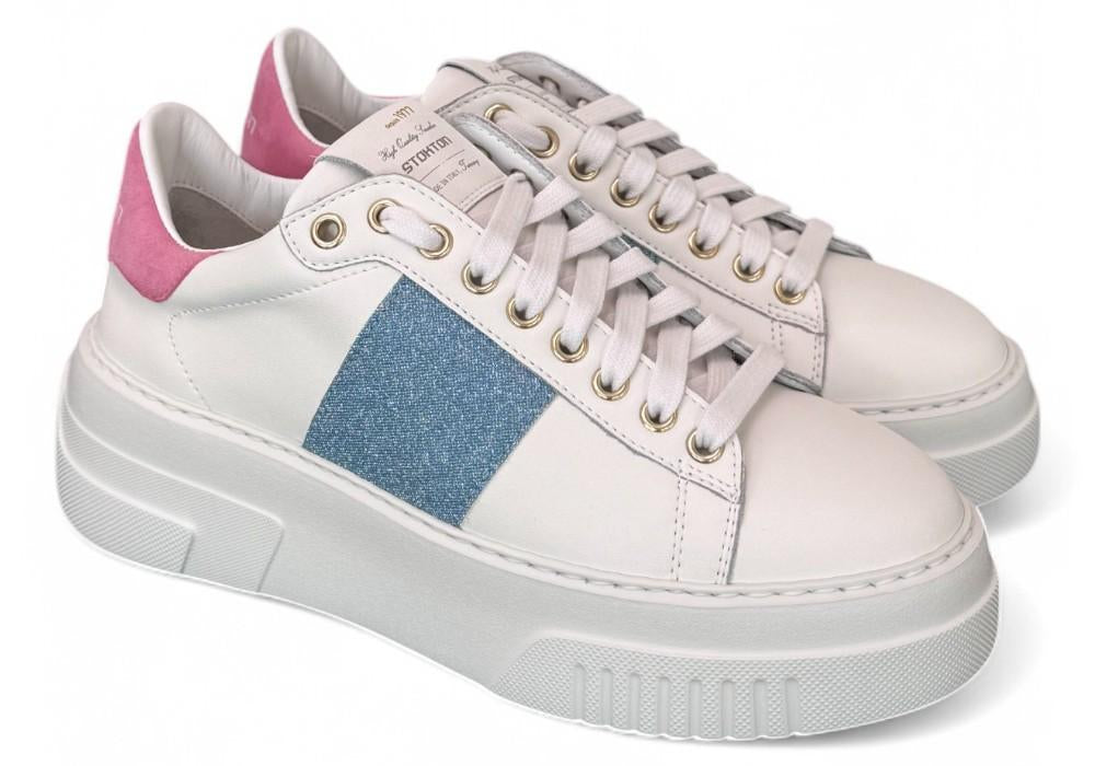 Sneaker Stokton Nicla bianco celeste platform 