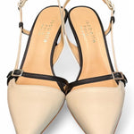 Slingback pelle latte e nero tacco 70 Isabelle Paris<BR/> 