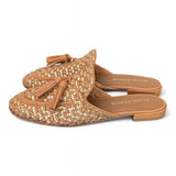 Sabot intreccio cuoio oro Elvio Zanon<BR/> 