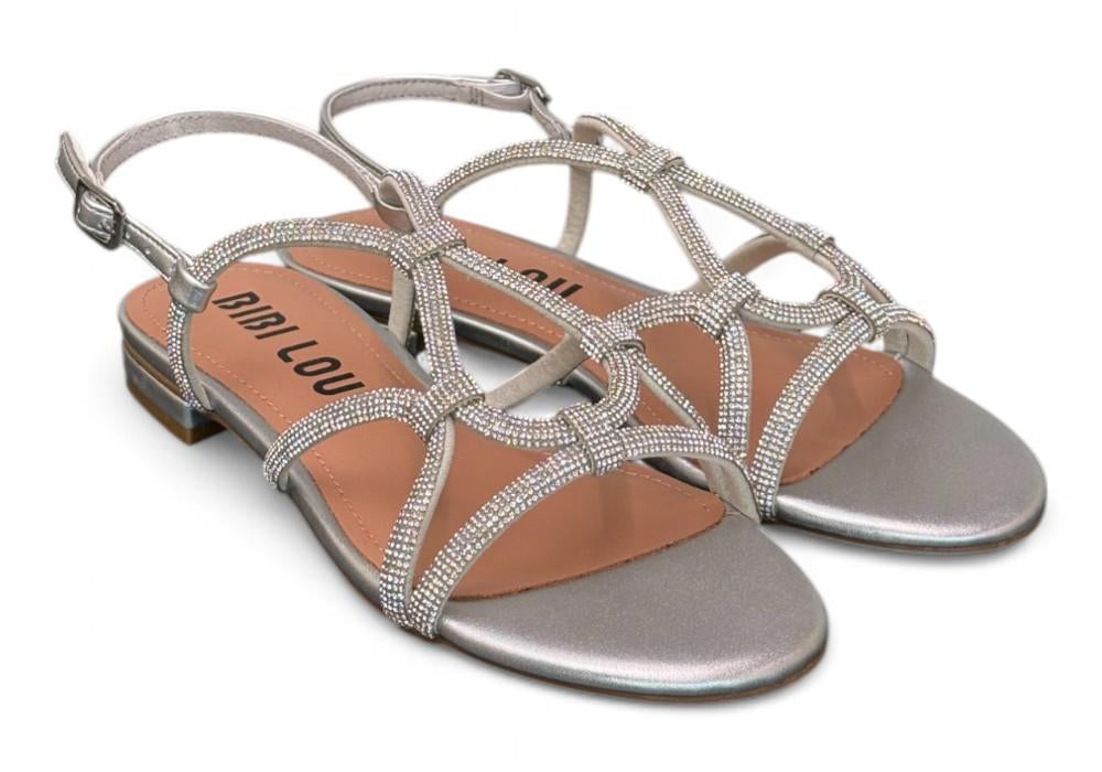 Sandalo incroci strass argento Bibi Lou<BR/> 