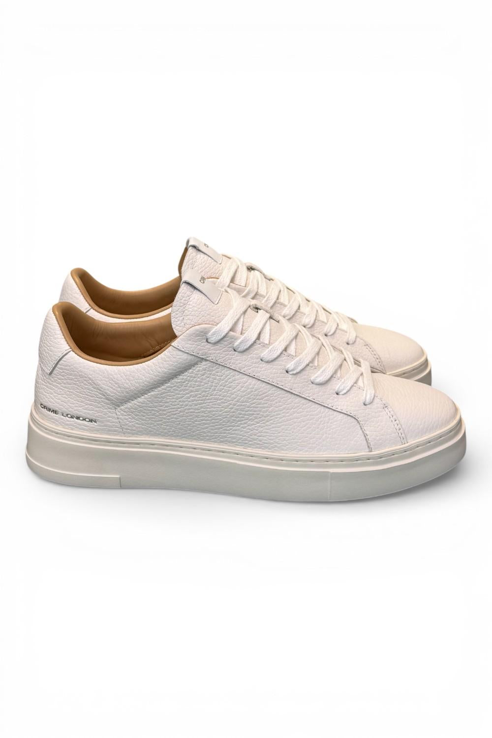Sneaker pelle martellata bianca XL Crime London 