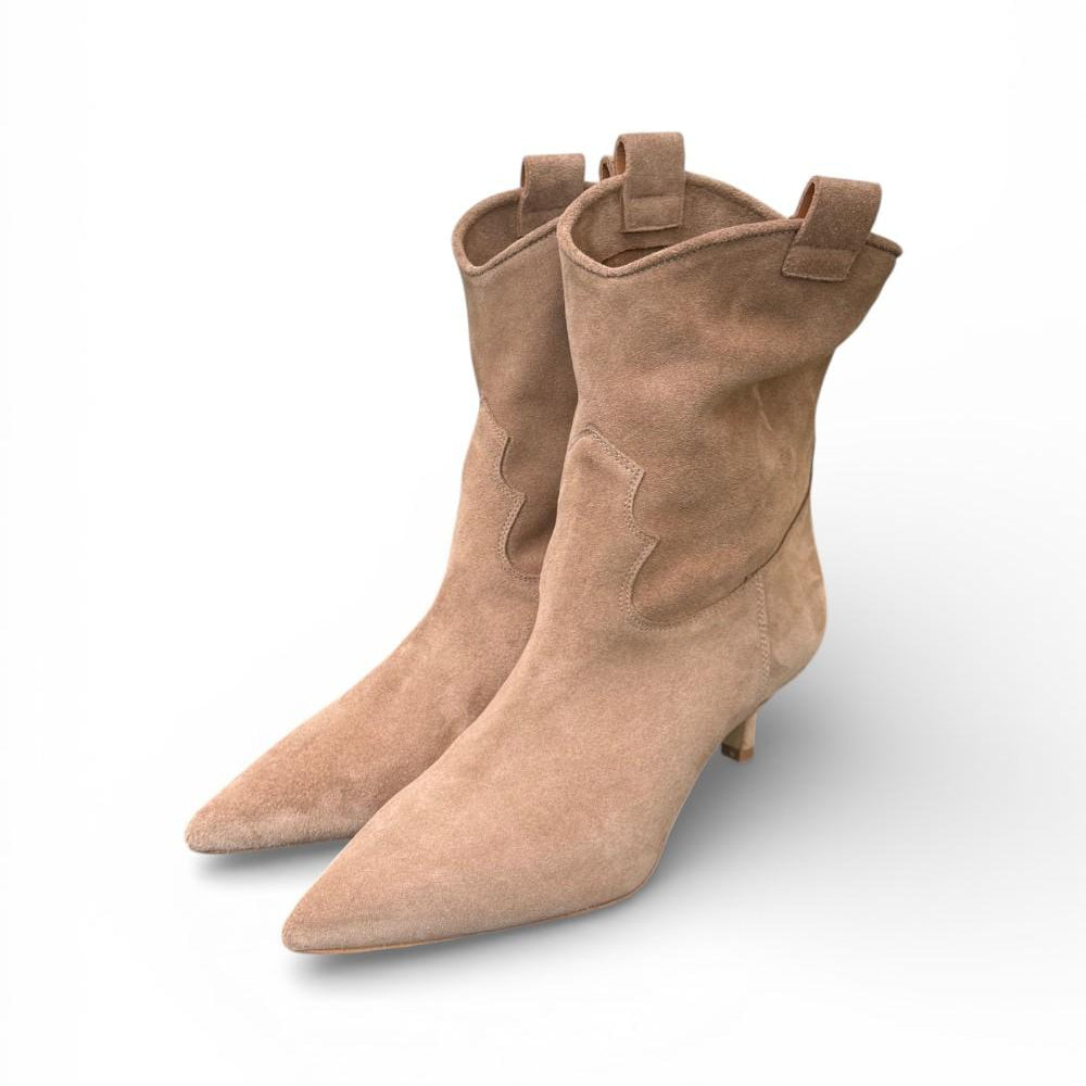 Stivaletto texano elegante suede beige 
