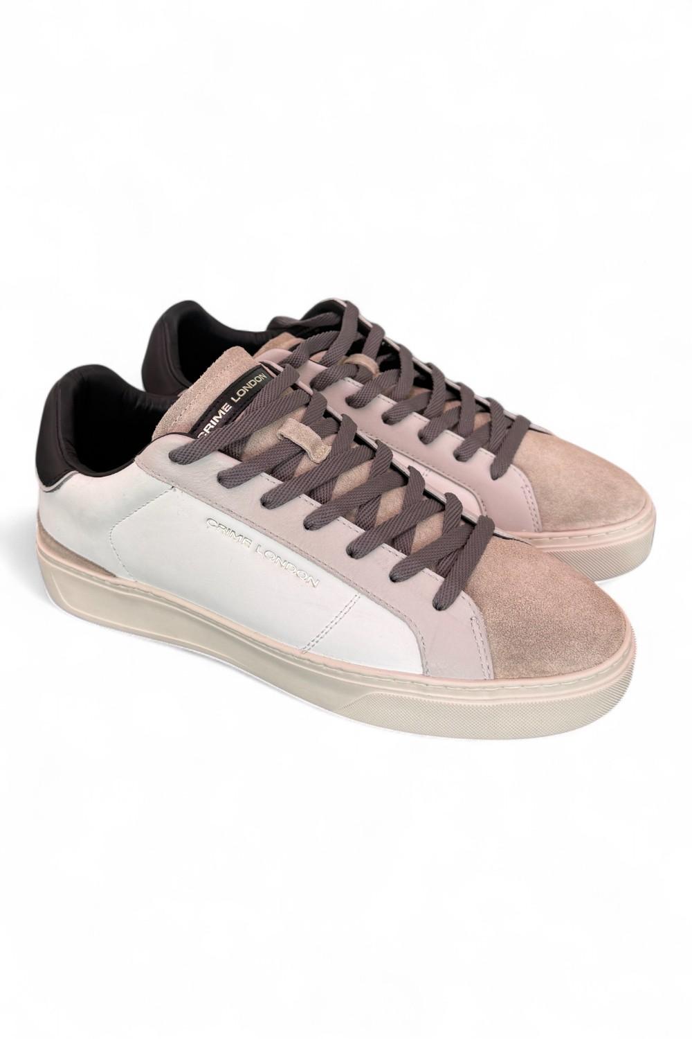 Sneaker uomo Crime London Blade Raw Shade pelle e suede bianco beige 