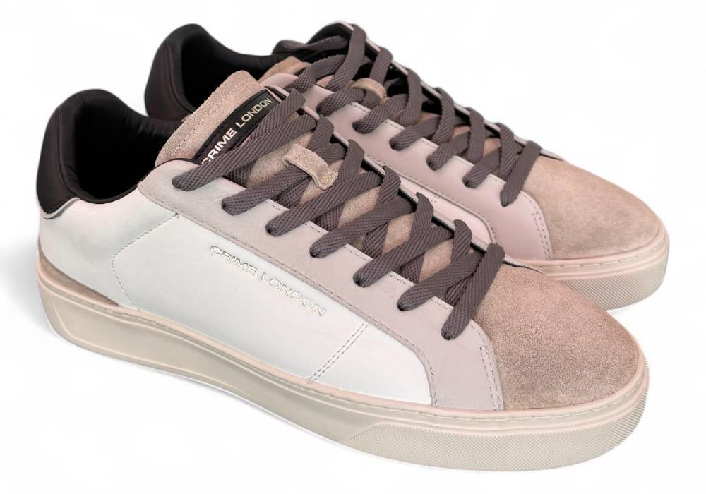 Sneaker uomo Crime London Blade Raw Shade pelle e suede bianco beige 
