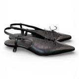 Slingback pelle nera con lacci  JVAM<BR/> 