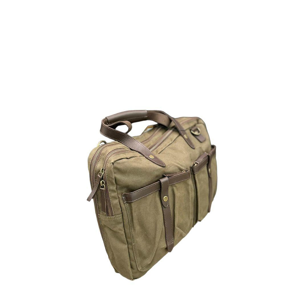 Borsa cartella 2 tasche Tela e pelle Olive Harbour 