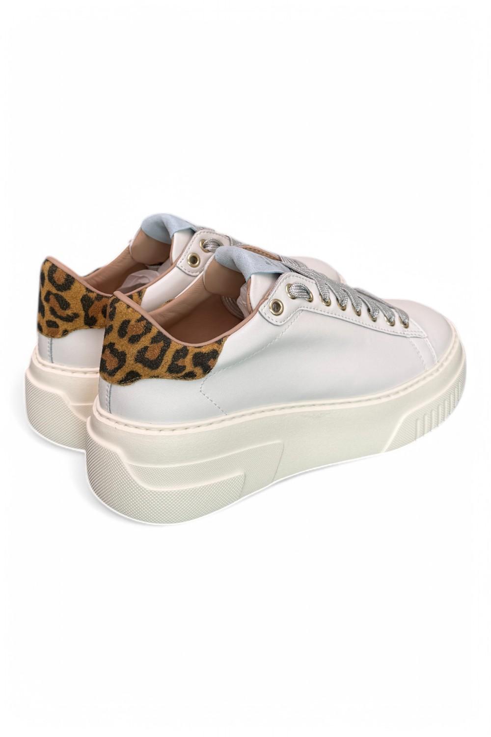 Sneaker donna Stokton pelle bianca platform 