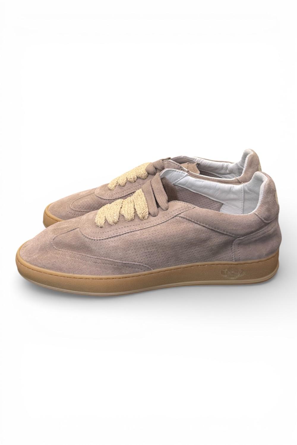 Sneaker uomo Soldini 80 Akira suede forato beige tortora 
