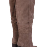 Stivale tubo tacco 80 suede taupe Elisa Lanci 