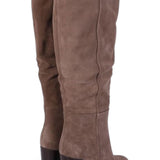Stivale tubo tacco 80 suede taupe Elisa Lanci 