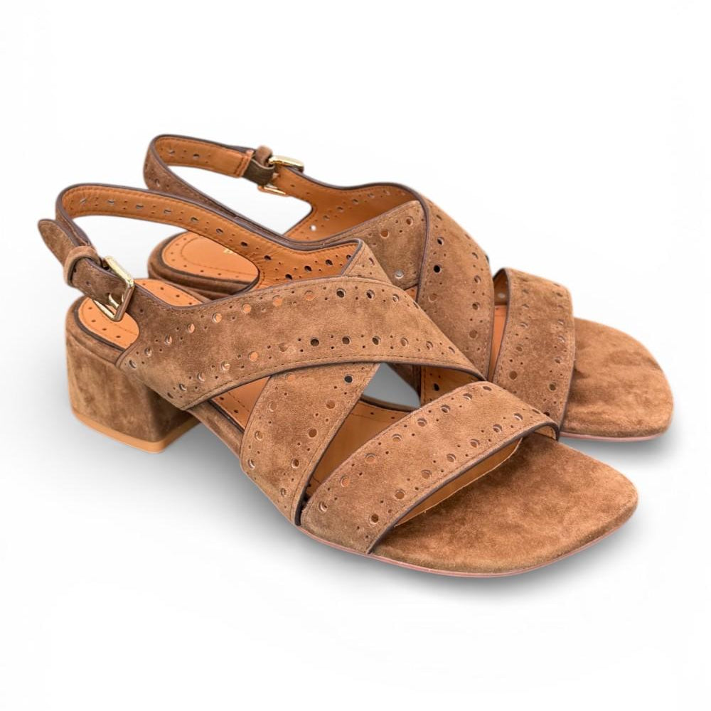 Sandalo incrocio suede tabacco Bruno Premi 