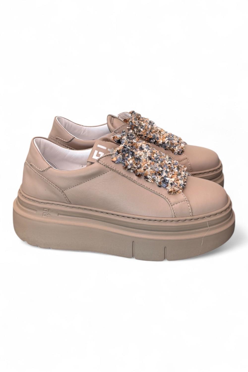 Sneaker donna Gioplus platform tortora 