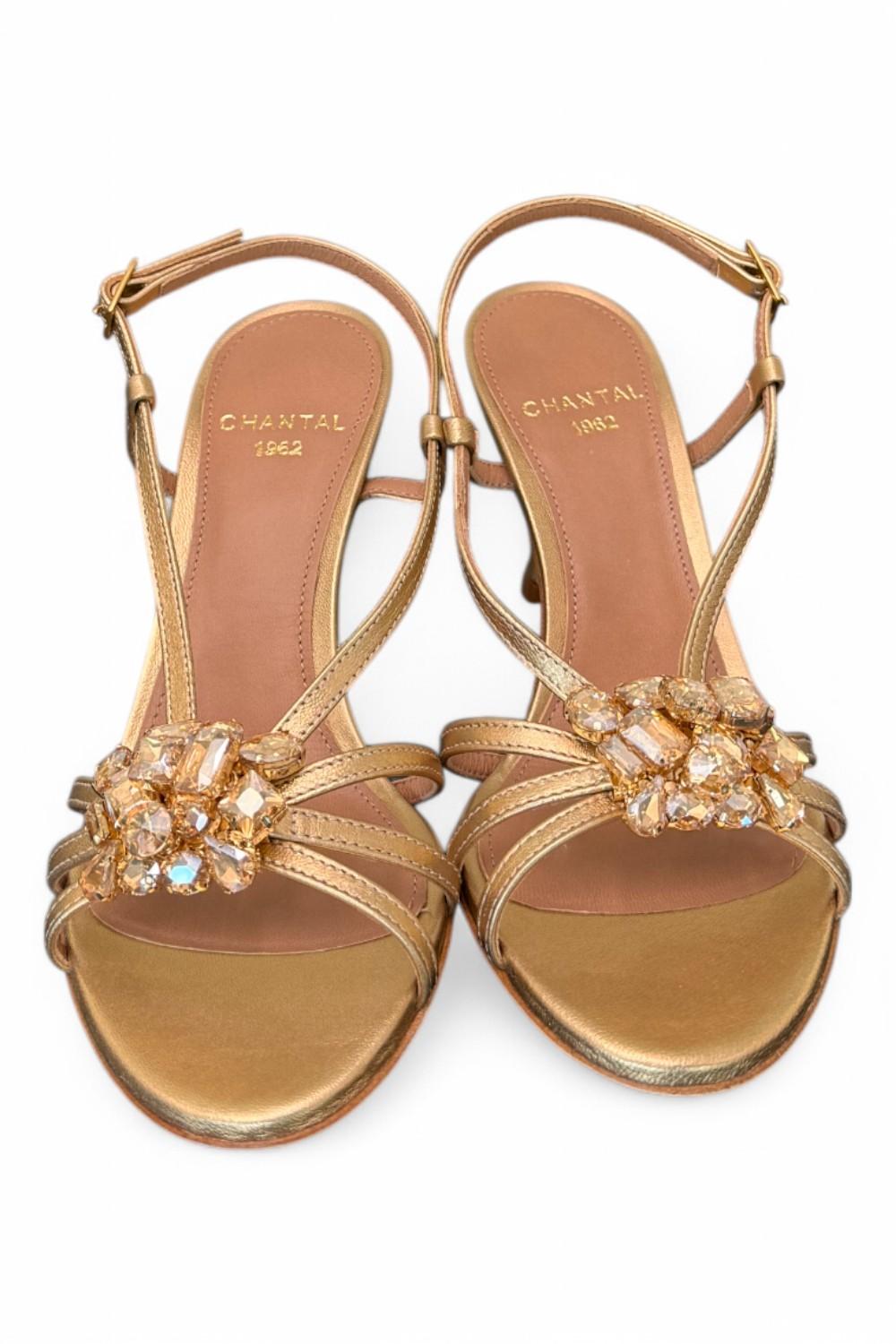 Sandalo gioiello oro tacco 70 Chantal<BR/> <BR/> 