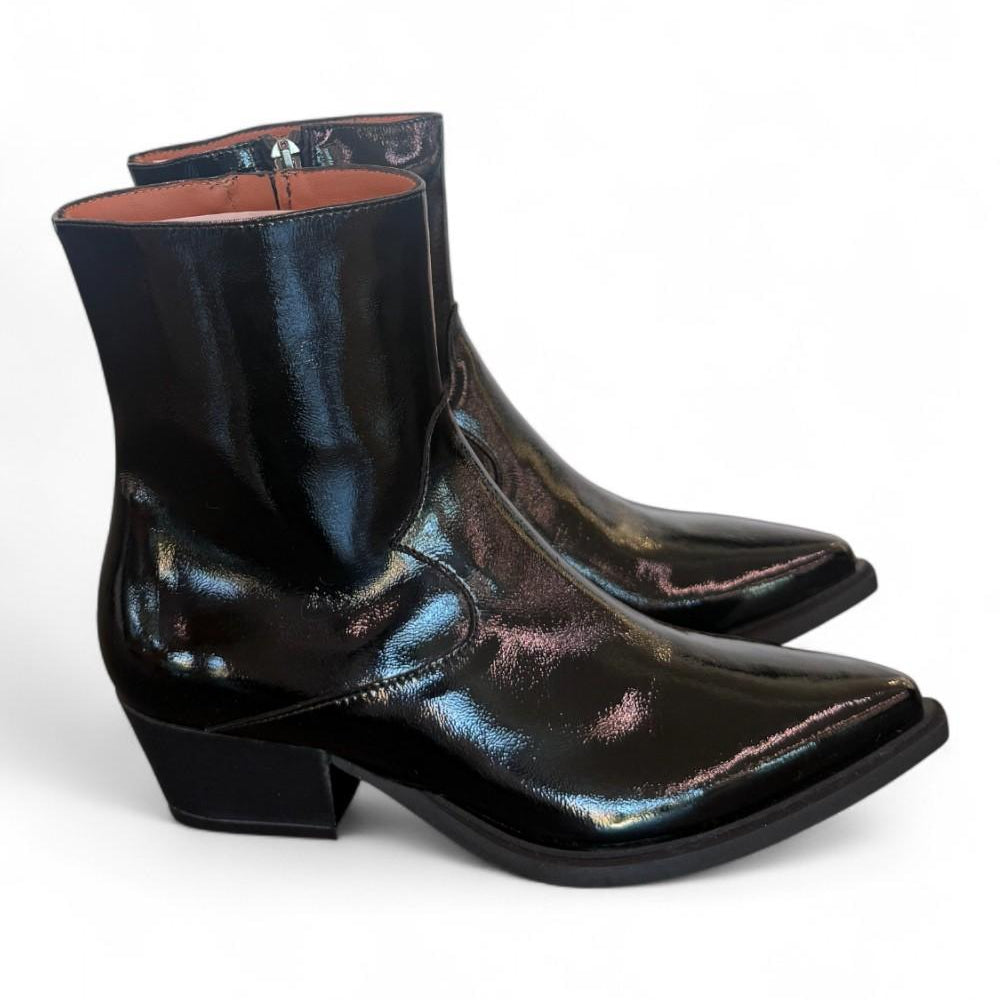 Stivaletto texano lucido nero Matteo Pitti 