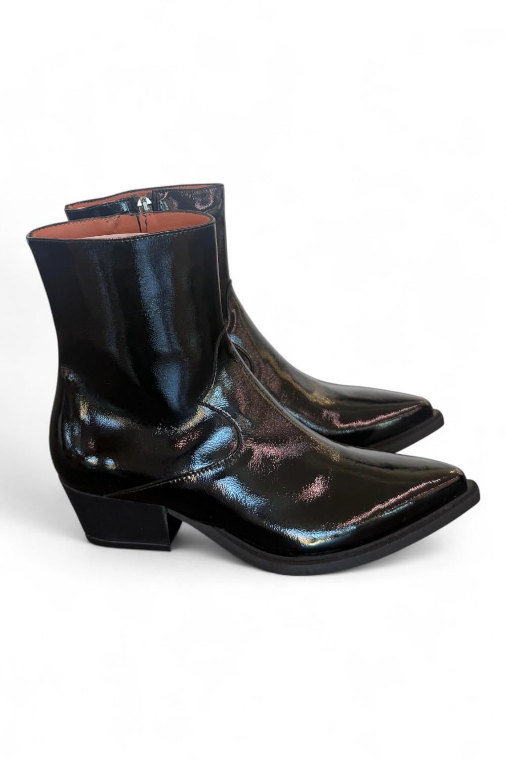 Stivaletto texano lucido nero Matteo Pitti 
