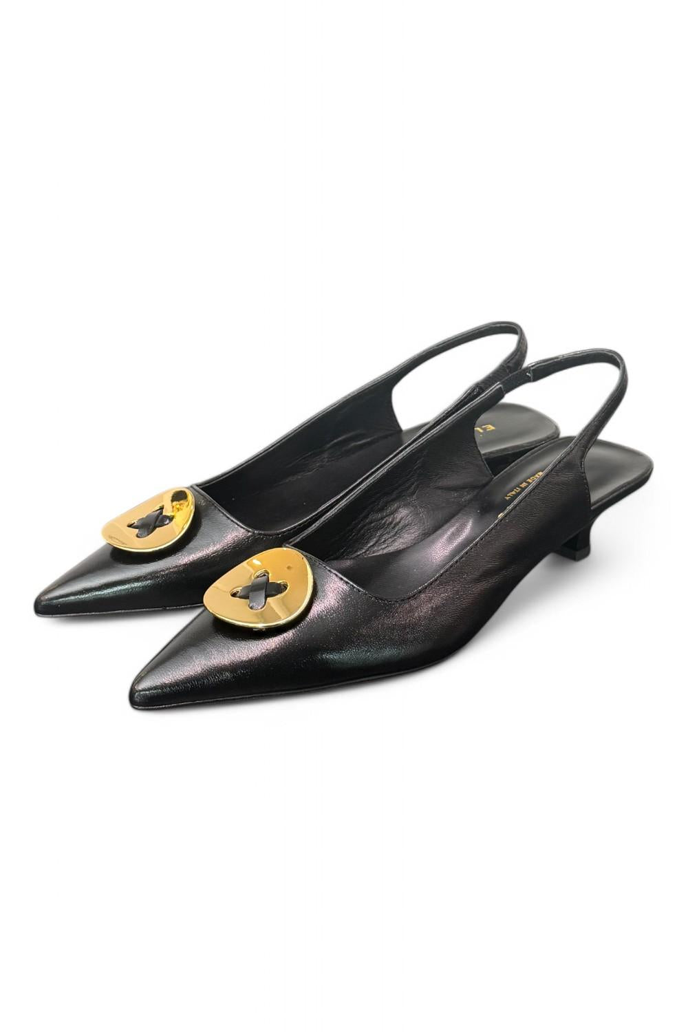 Slingback bottone nero Elisa Lanci 
