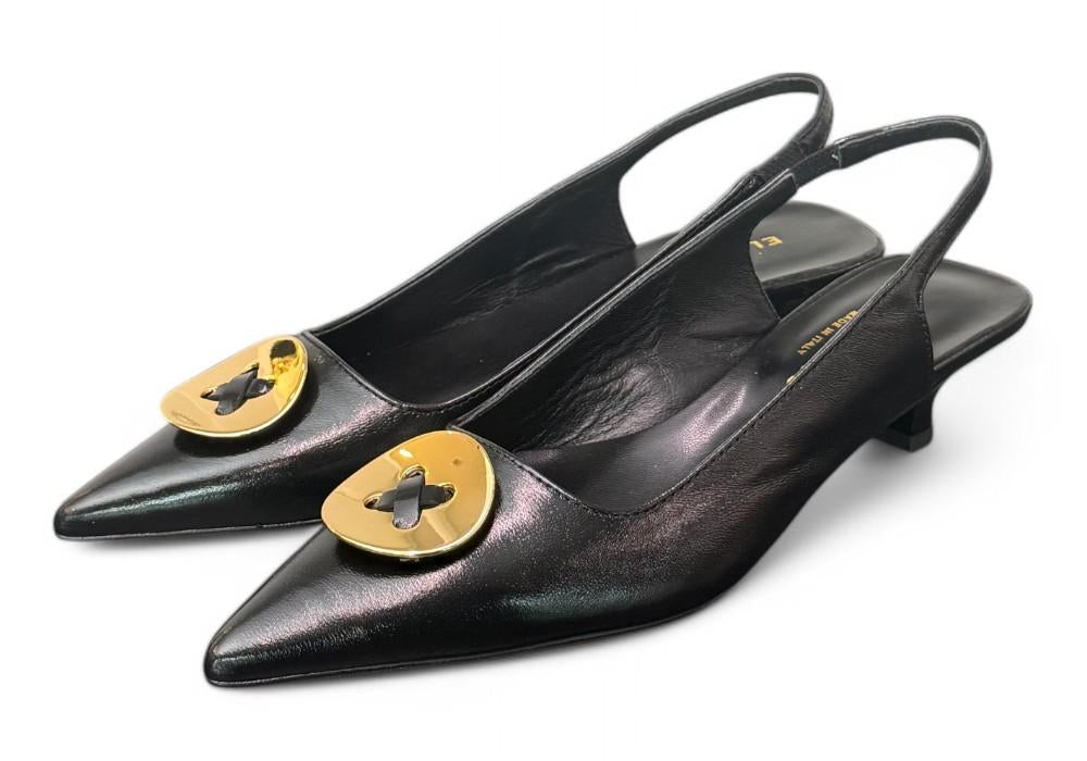 Slingback bottone nero Elisa Lanci 