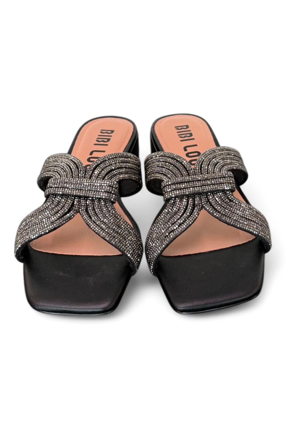 Ciabatta fascia strass nera Bibi Lou<BR/> 
