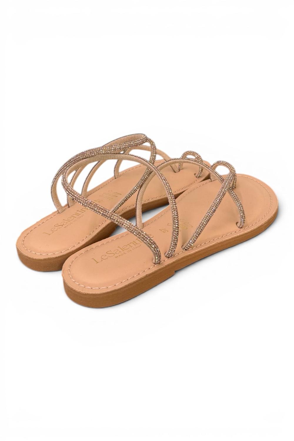 Sandalo infradito strass oro scuro Le Salentine 