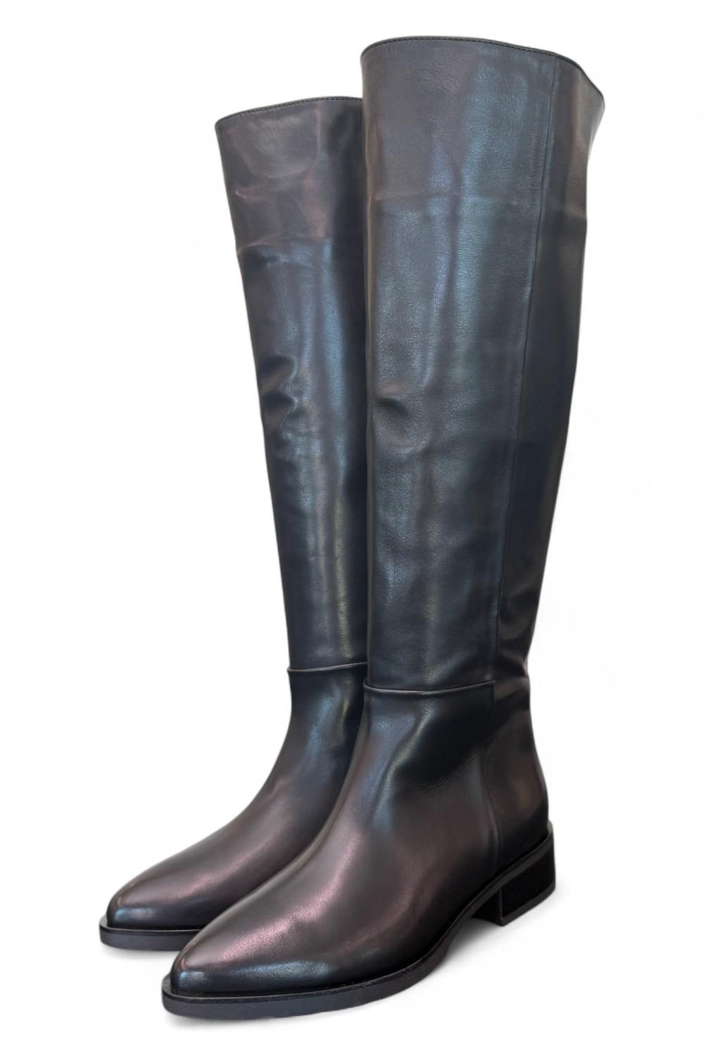 Stivale lungo forma tex pelle nera Elisa Lanci<BR/> 
