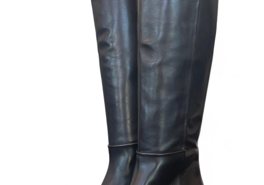 Stivale lungo forma tex pelle nera Elisa Lanci<BR/> 