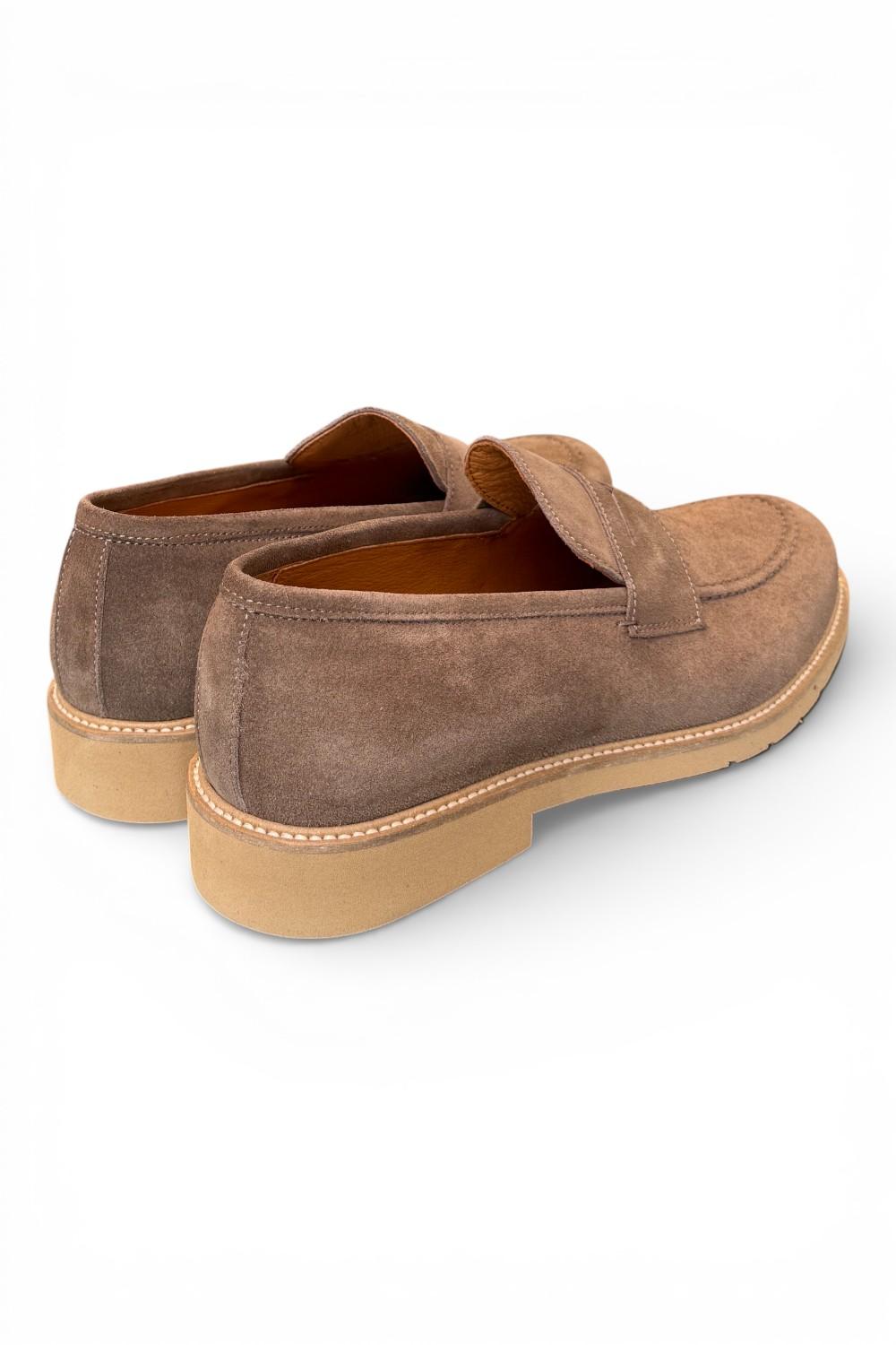 Mocassino camoscio taupe micro Exton 