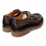 Scarpa doppia fibbia cucitura cioccolato Exton 