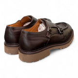 Scarpa doppia fibbia cucitura cioccolato Exton 