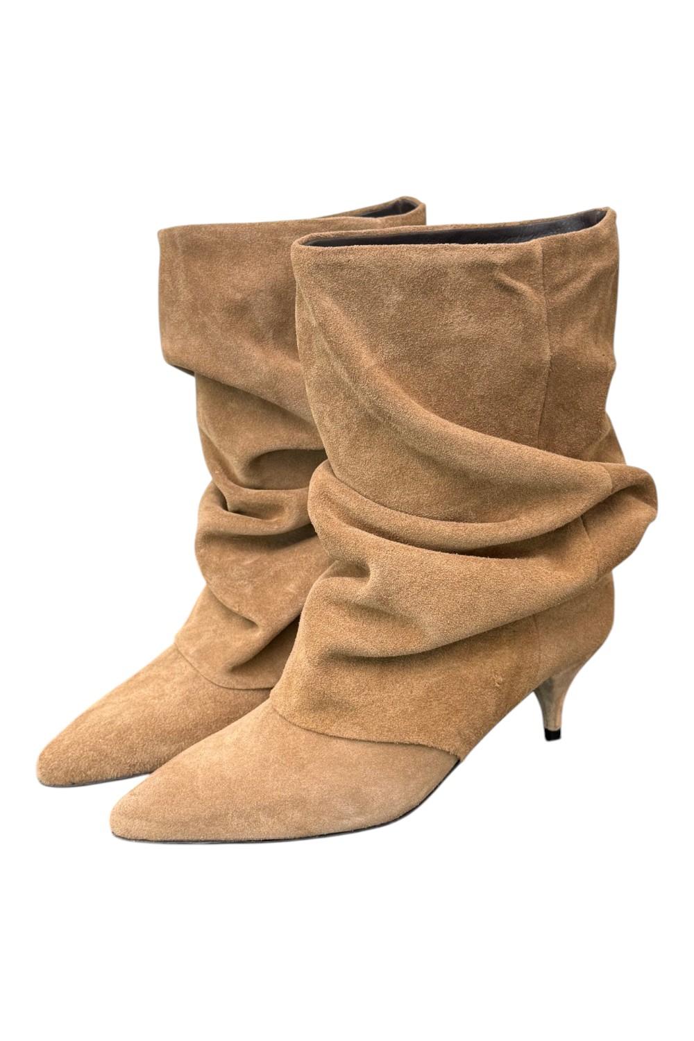 Stivaletto pieghe The icona suede taupe 