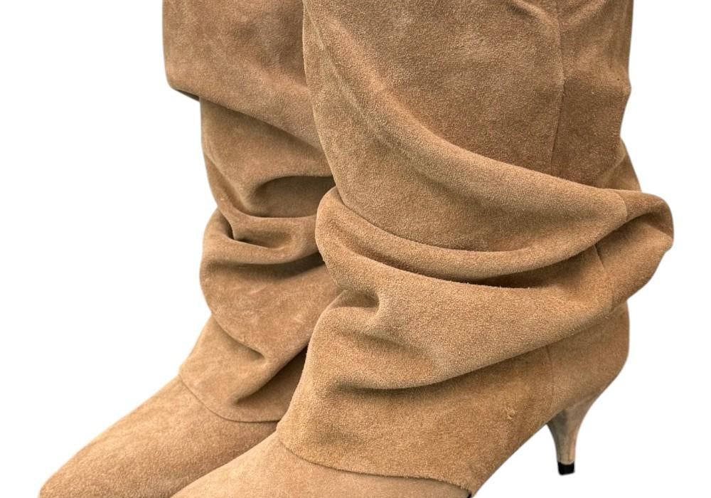 Stivaletto pieghe The icona suede taupe 