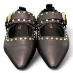 Ballerina nera con cinturino e borchie Elvio Zanon<BR/> 