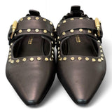 Ballerina nera con cinturino e borchie Elvio Zanon<BR/> 