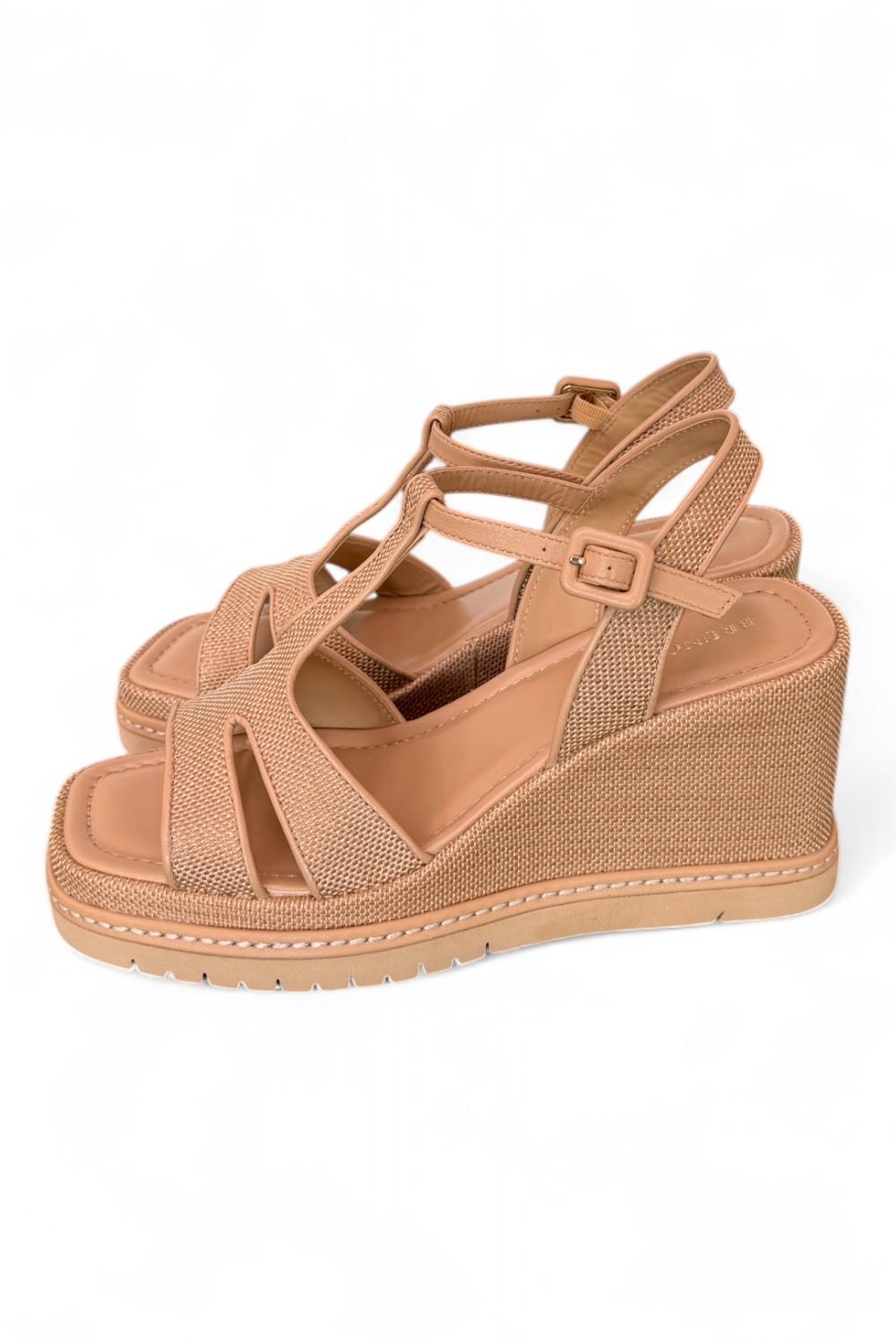 Sandalo rafia grano zeppa 90 Bruno Premi<BR/> 