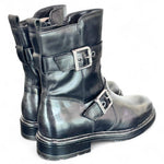 Stivaletto biker fibbie pelle nera Dei Colli<BR/> 