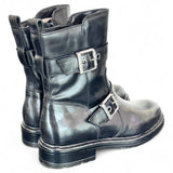Stivaletto biker fibbie pelle nera Dei Colli<BR/> 