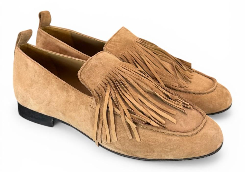 Mocassino frange camoscio beige JVAM<BR/> 