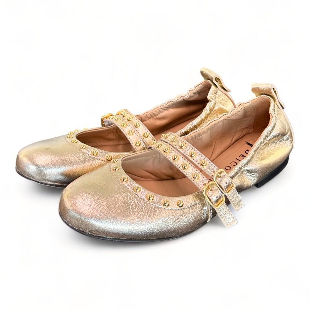 Ballerina cintini  pelle platino Dei Colli<BR/> 
