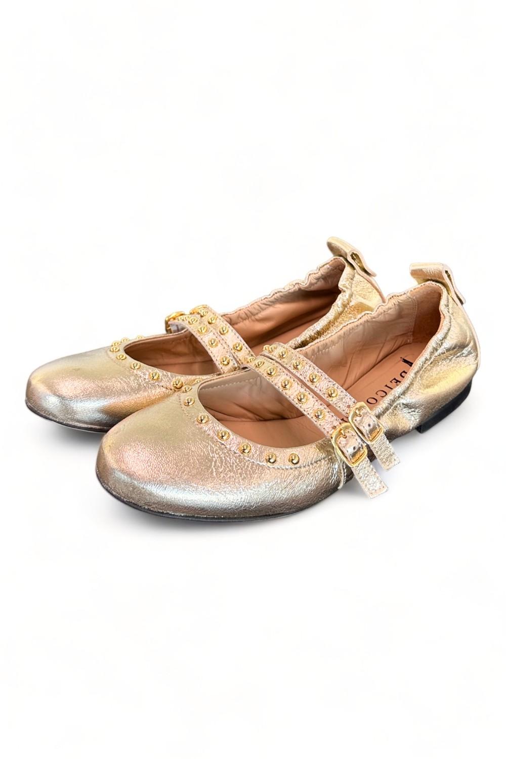 Ballerina cintini  pelle platino Dei Colli<BR/> 