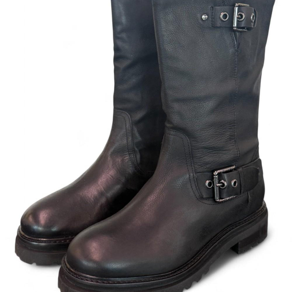 Stivale biker 3/4 nabuk nero Janet<BR/> 