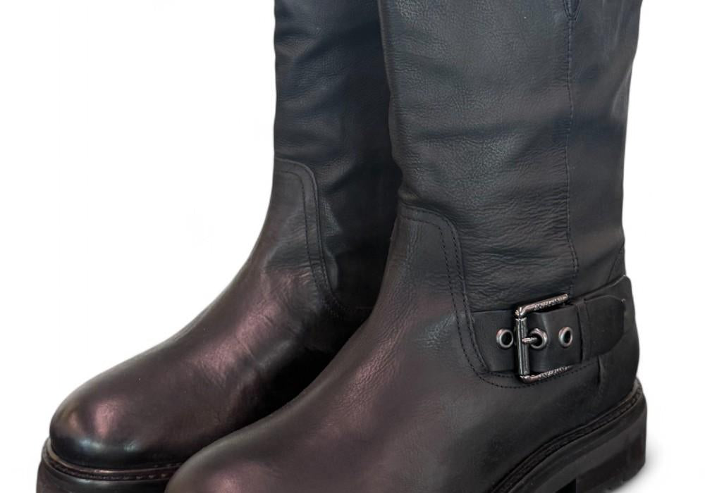 Stivale biker 3/4 nabuk nero Janet<BR/> 
