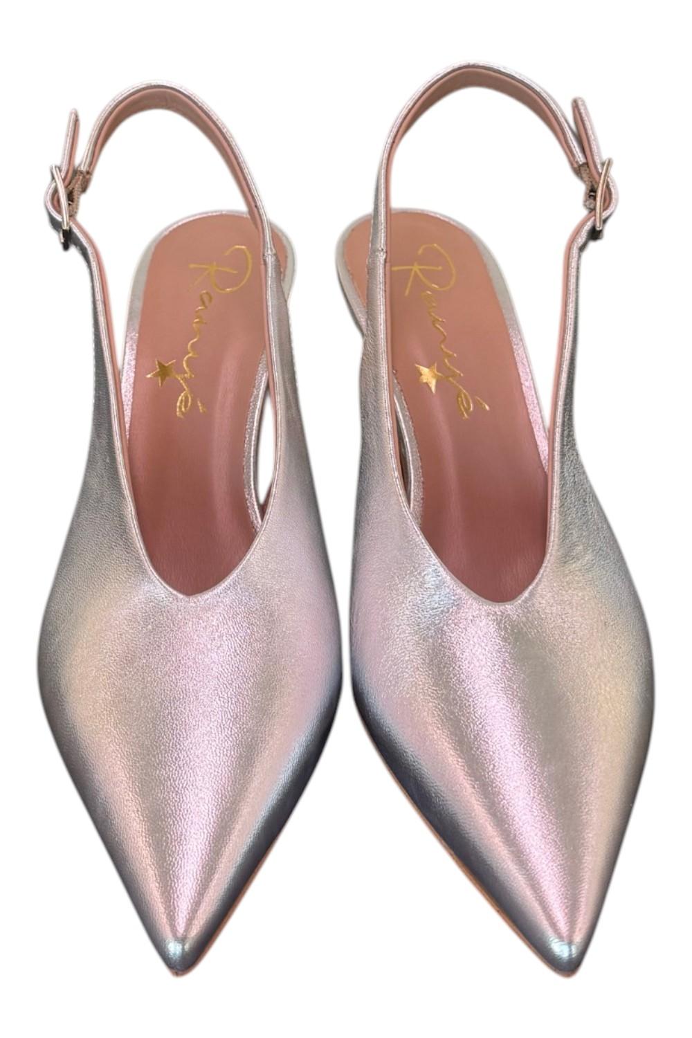 Slingback pelle argento Ranye T70<BR/> 