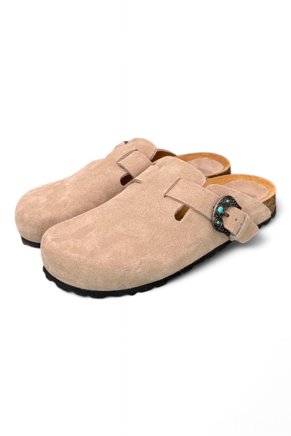 Sabot Taji by Lagoa in suede pietra 