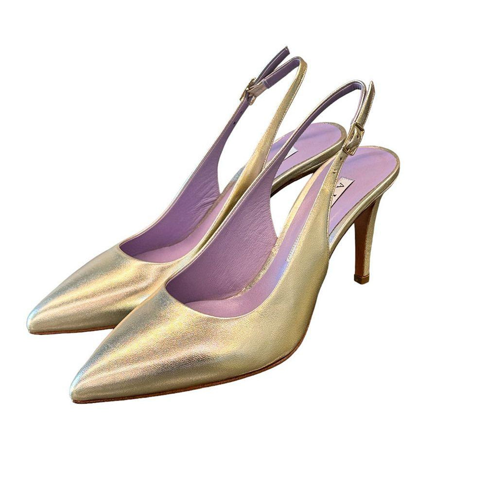 Slingback laminato platino tacco 80 Albano 