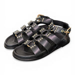 Sandalo gladiatore pelle nera Inuovo<BR/> 