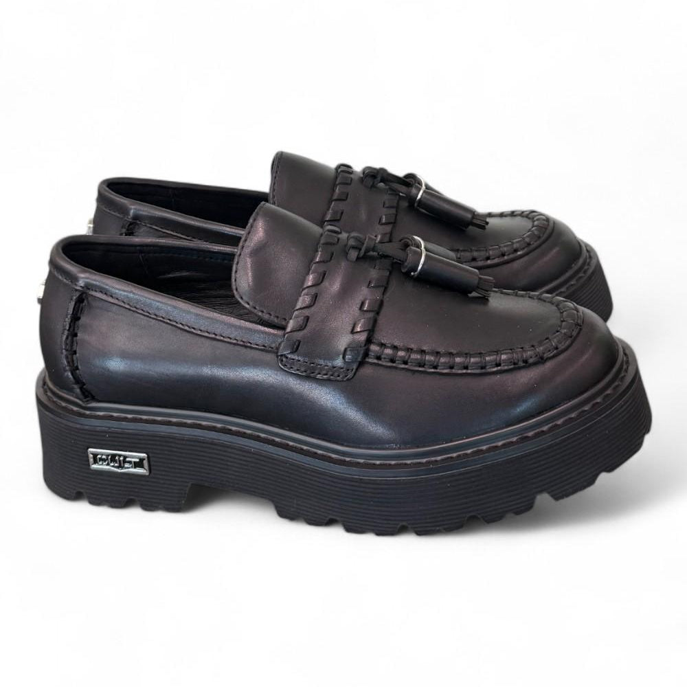 Mocassino donna pelle nera mappi Slash Cult 