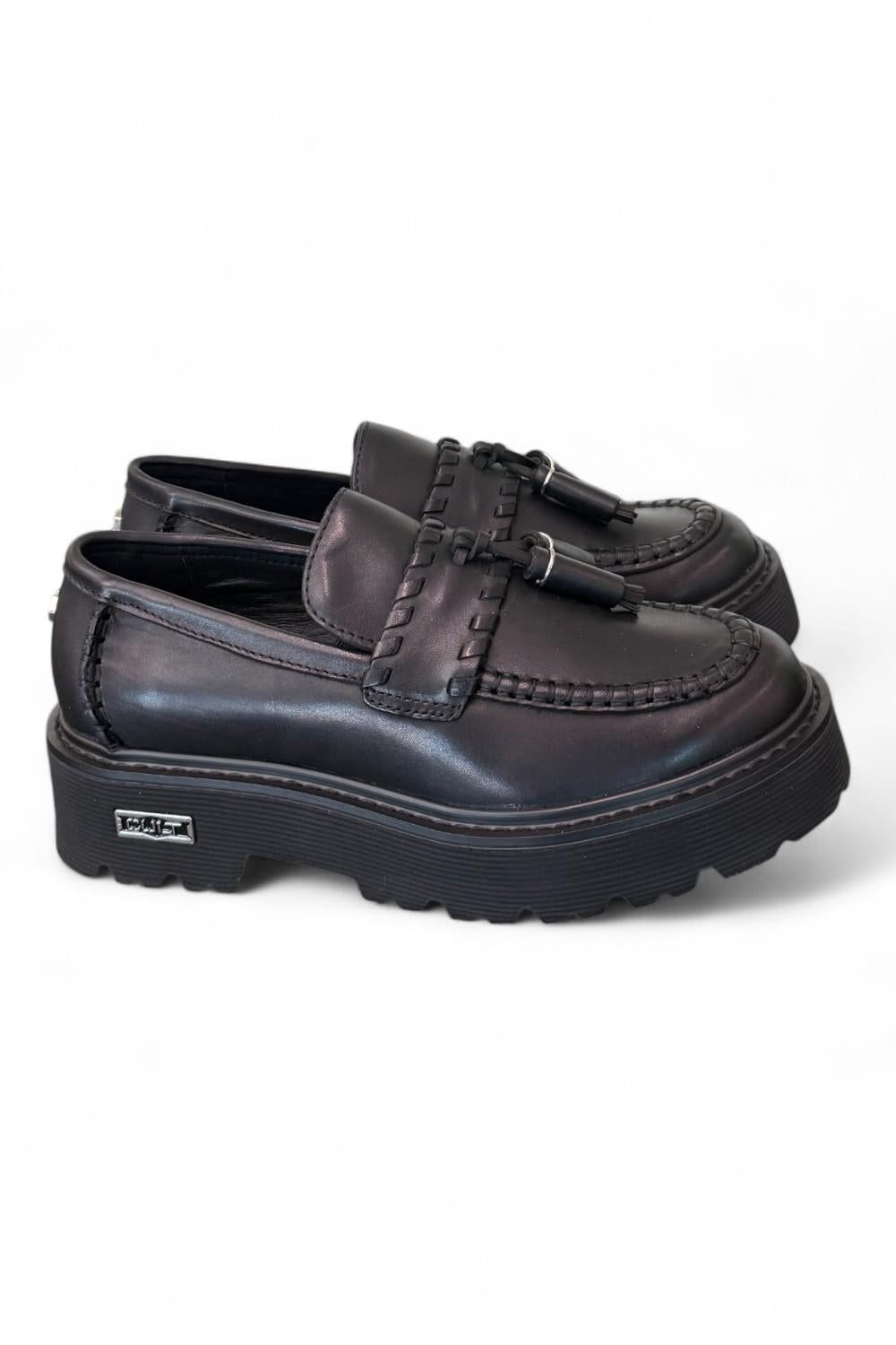 Mocassino donna pelle nera mappi Slash Cult 