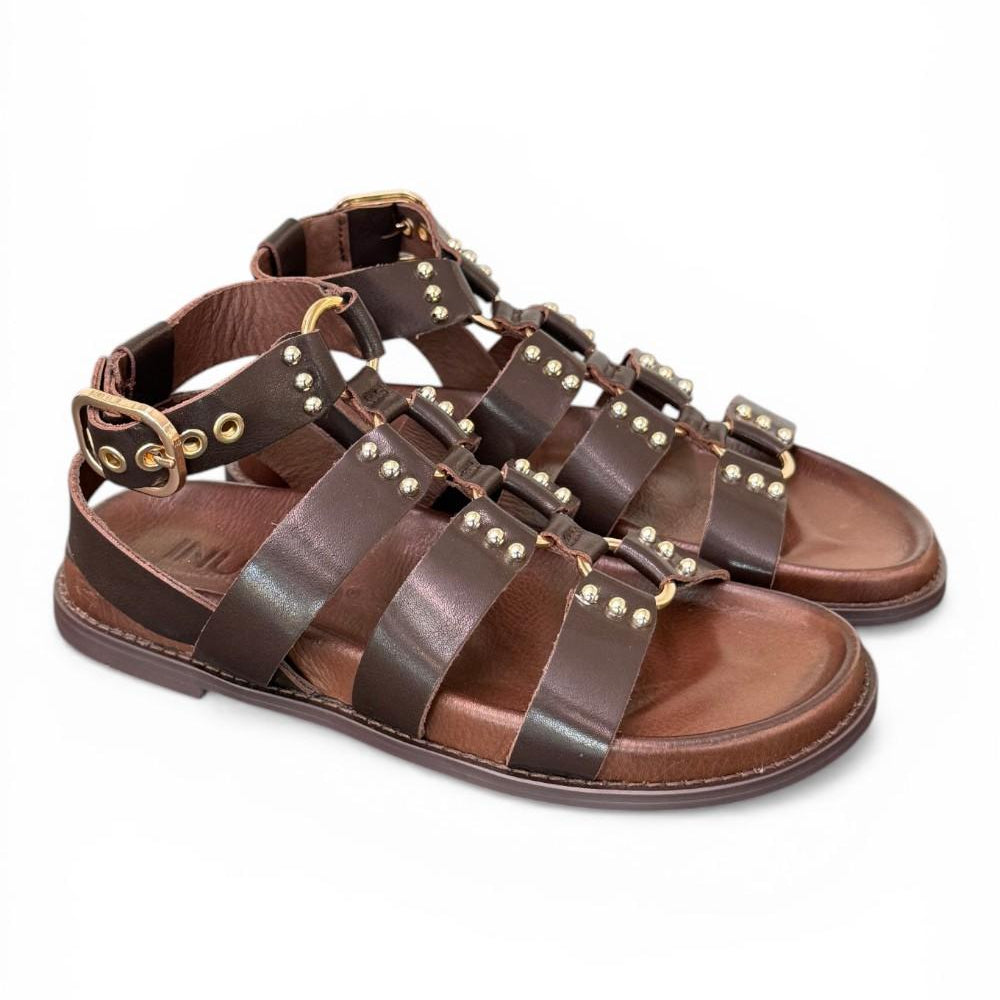 Sandalo gladiatore pelle testa di moro  Inuovo<BR/> 