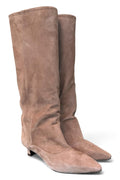 Stivale arricciato a tubo suede beige Anima
